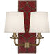 Williamsburg Lightfoot 2 Light 13.5 inch Dragons Blood Wall Sconce Wall Light in Aged Brass