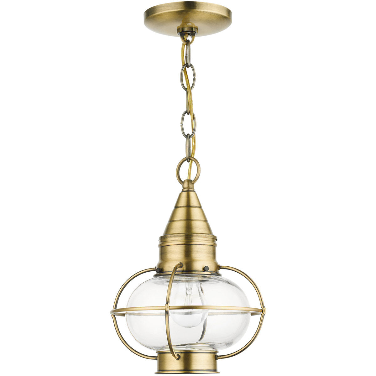 Newburyport 1 Light 8.75 inch Antique Brass Outdoor Pendant Lantern