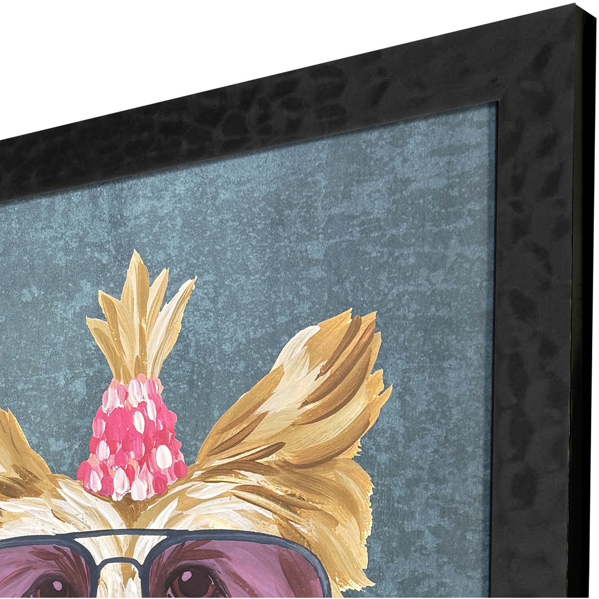 Whimsy Dog Multi and Blue and Green and Black Framed Art, Propac