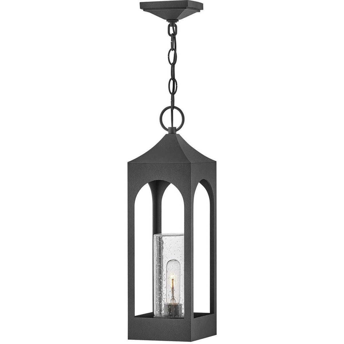Heritage Amina 1 Light 6 inch Distressed Zinc Outdoor Hanging Lantern, Medium