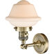 Franklin Restoration Small Oxford 1 Light 8 inch Antique Brass Sconce Wall Light in Matte White Glass, Franklin Restoration