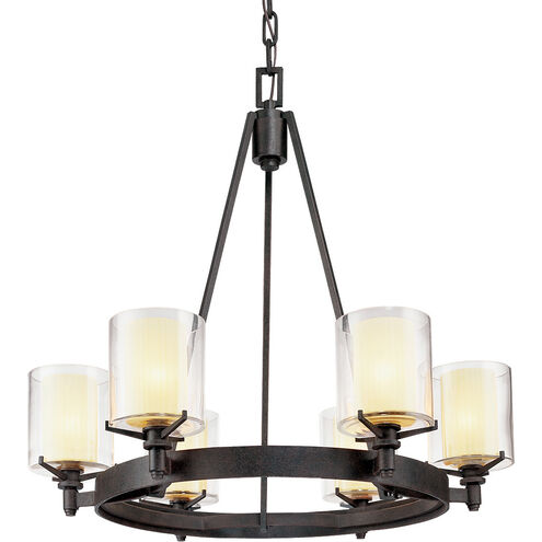 Arcadia 6 Light 27 inch Textured Iron Chandelier Ceiling Light