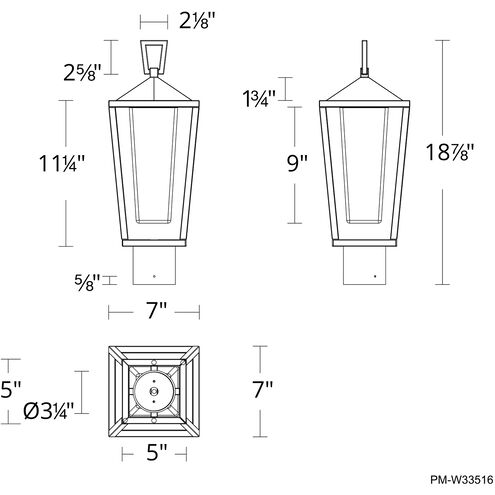 Manchester LED 17.62 inch Black Outdoor Post Light in 3500K, dweLED