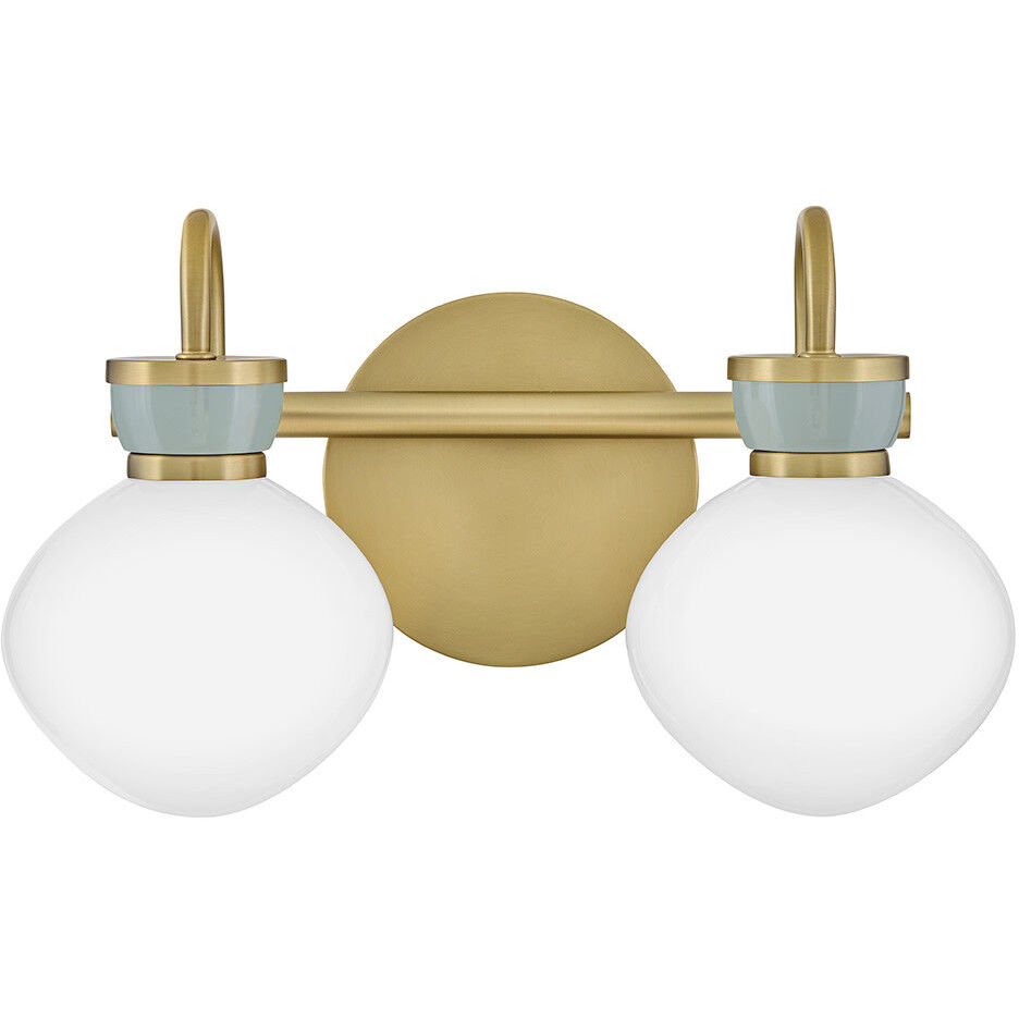 Lucy 2 Light 15.5 inch Lacquered Brass with Seafoam Bath Light Wall Light