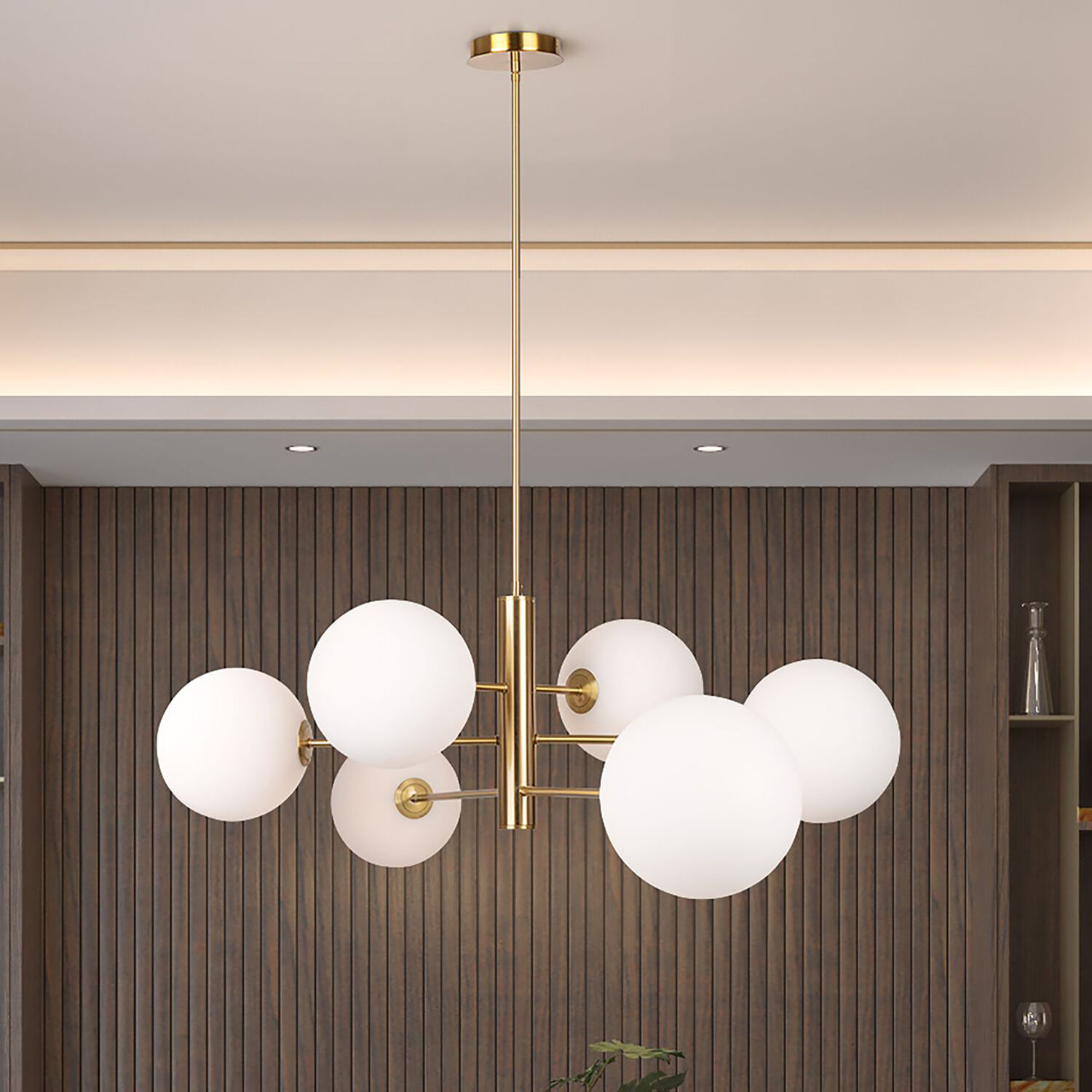 Aurelia LED 34.5 inch Brass Down Chandeliers Ceiling Light