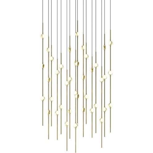 Constellation Aries LED 21.5 inch Satin Brass Pendant Ceiling Light in 3000K, White Optical Acrylic, 10 FT. Cord