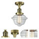 Franklin Restoration Small Oxford 1 Light 8 inch Antique Brass Semi-Flush Mount Ceiling Light in Incandescent, Clear Glass, Franklin Restoration