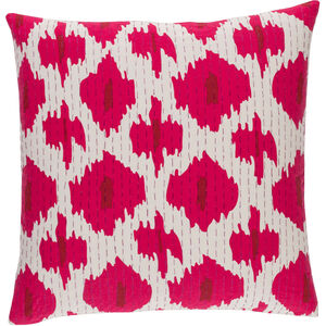 Kantha 22 X 22 inch Bright Pink and Dark Red Throw Pillow