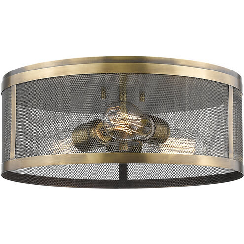 Meshsmith 3 Light 14.88 inch Natural Brass Flush Mount Ceiling Light in Natural Brass Steel