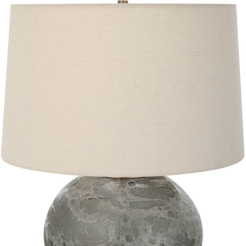 Lunia 25 inch 150 watt Smoky Gray Art Glass and Antique Brushed Brass Table Lamp Portable Light