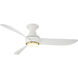 Corona 52 inch Soft Brass and Matte White with Matte White Blades Flush Mount Ceiling Fan in 2700K, Soft Brass Matte White