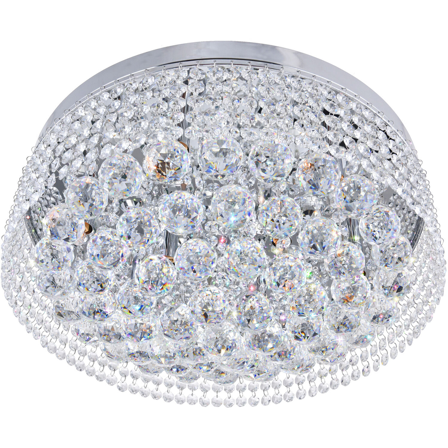 Cascade 8 Light 18 inch Chrome Drum Shade Flush Mount Ceiling Light