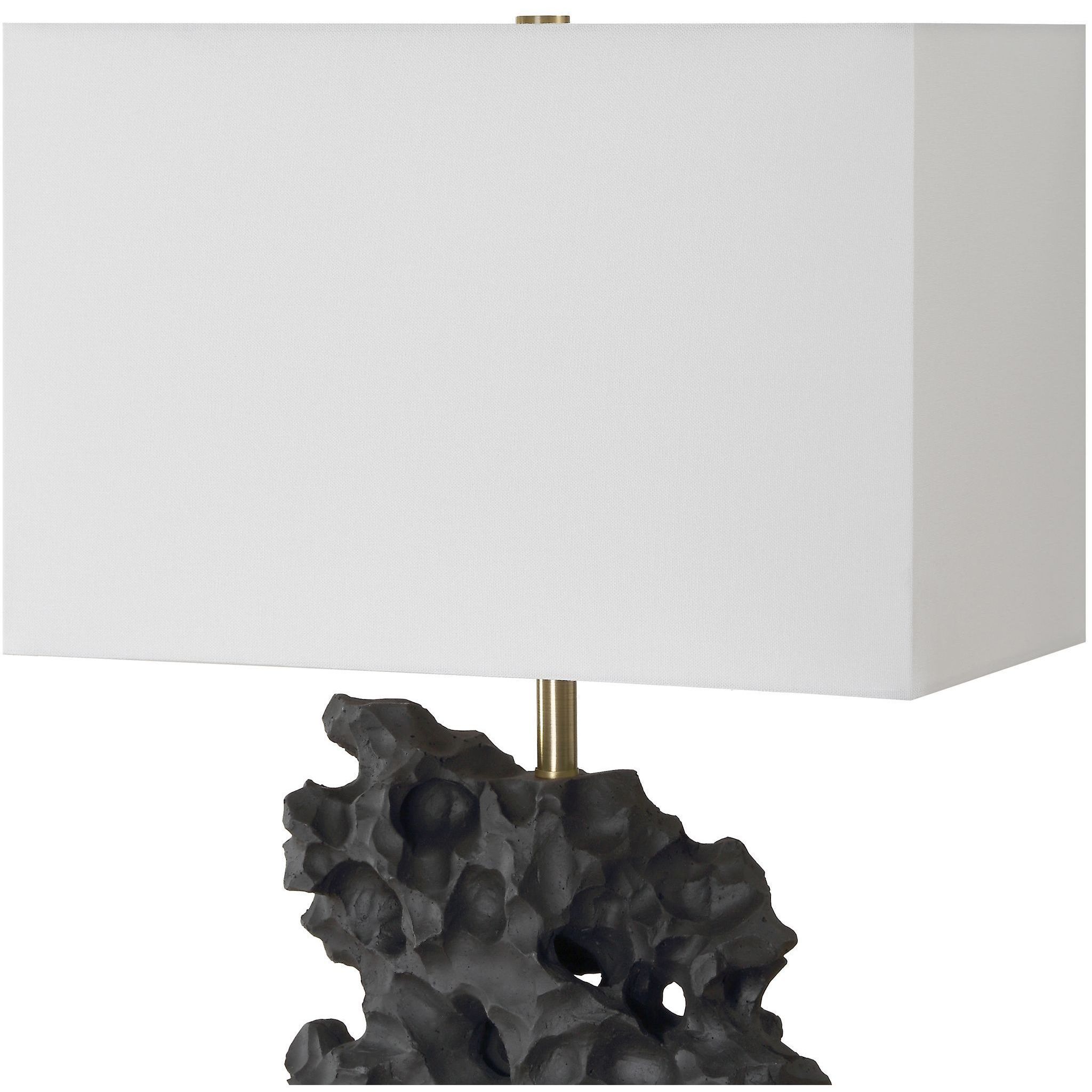 Basalt 27.25 inch 150.00 watt Black Stone with Antique Brass and Crystal Table Lamp Portable Light