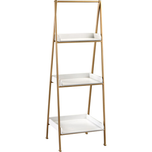 Kline 49 X 17 X 16 inch Gloss White with Gold Shelving Unit, Small