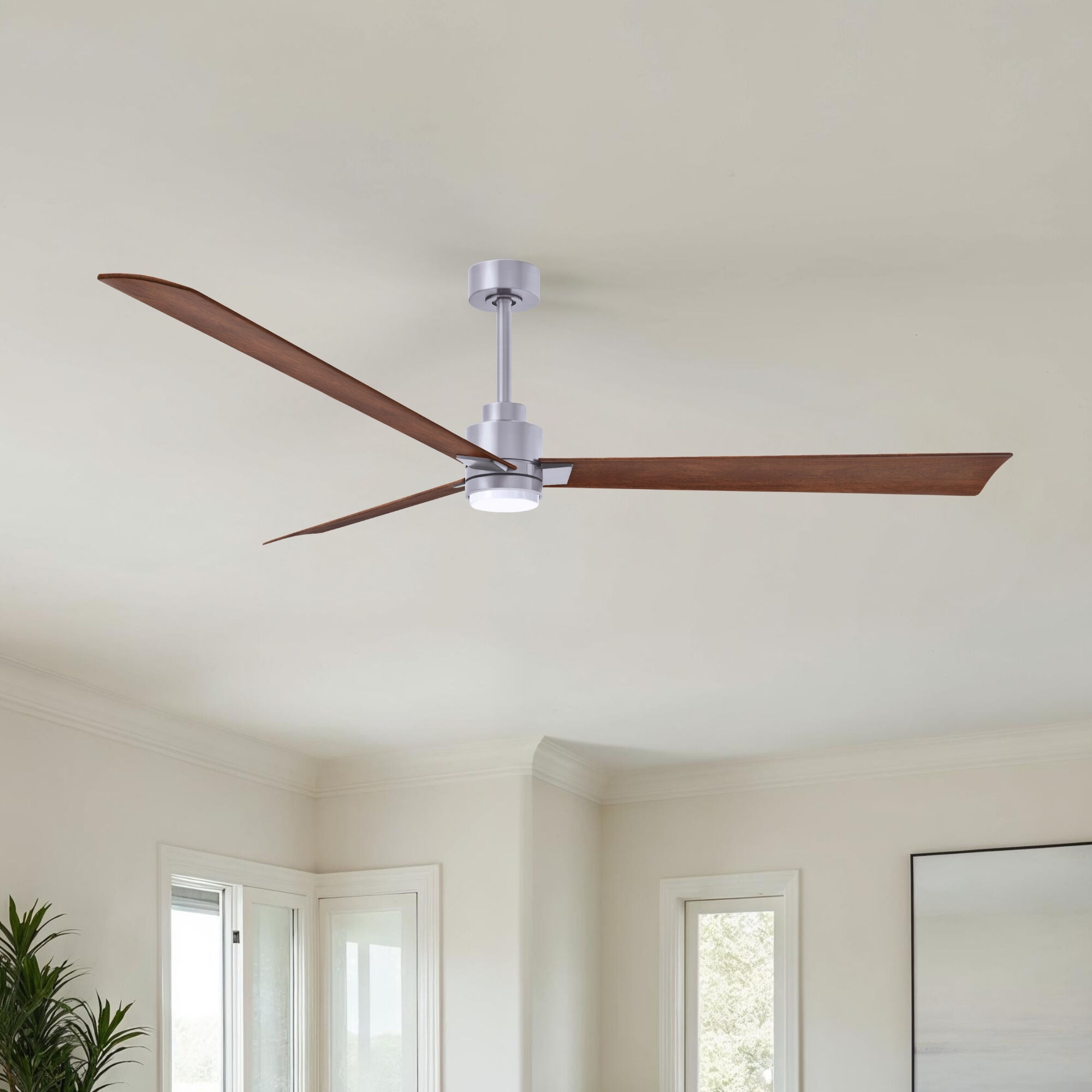 Atlas Alessandra - LK 72 inch Brushed Nickel with Walnut Tone Blades Ceiling Fan