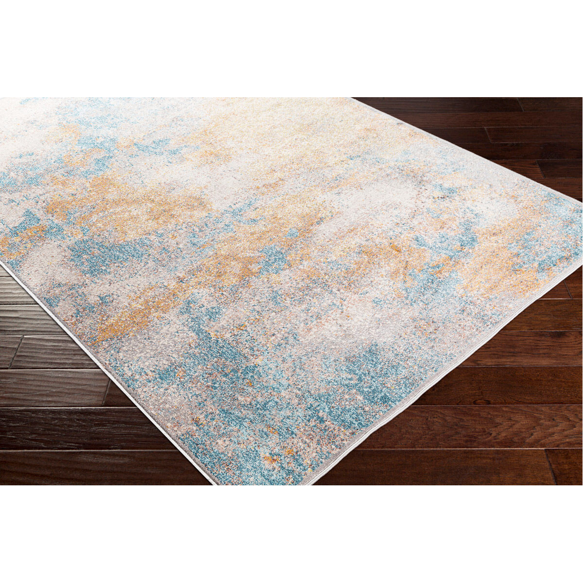 Mediterranean 87 X 61 inch Saffron/Tan/Terracotta/Dark Blue/Ivory/Aqua Rugs, Rectangle