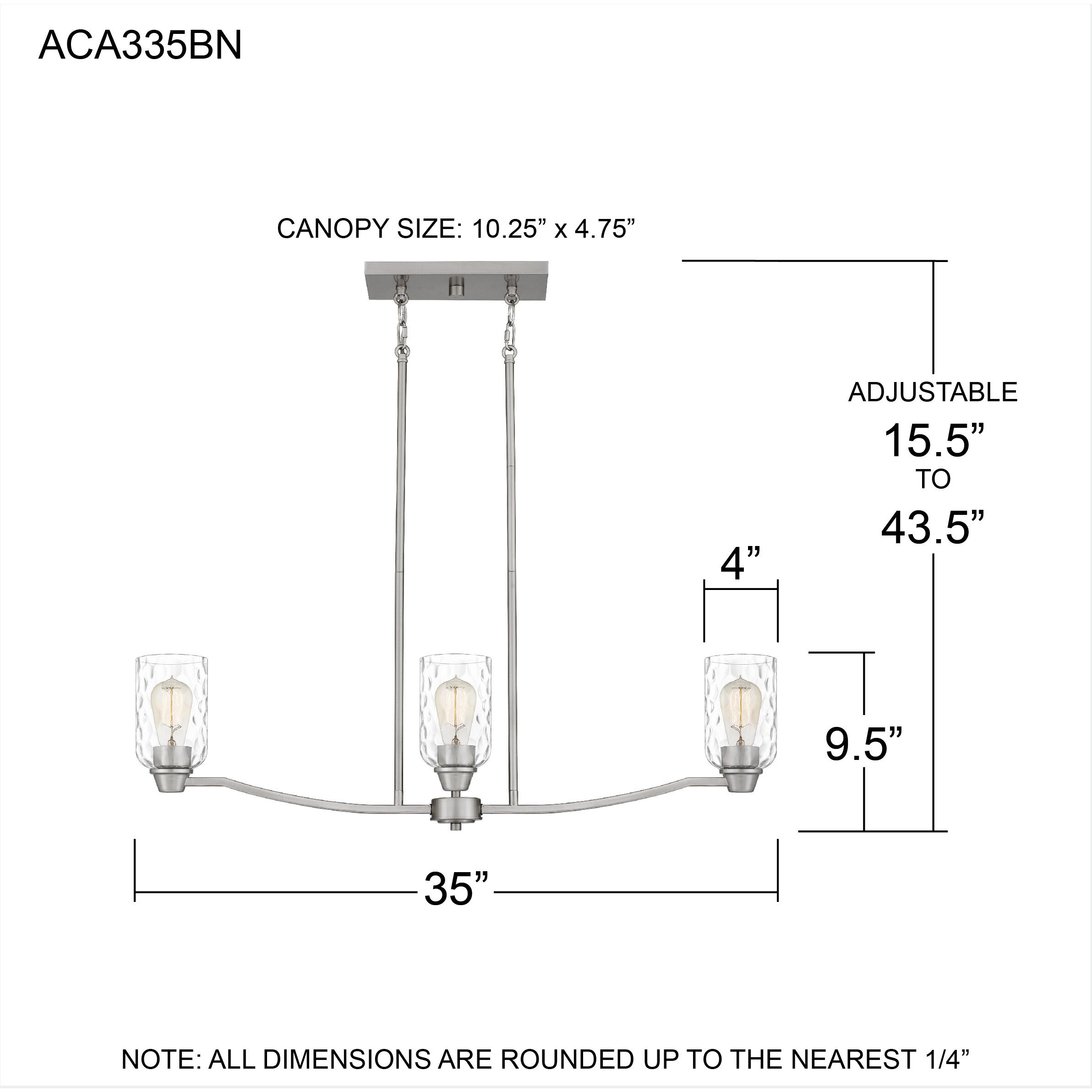 Acacia 3 Light 35 inch Brushed Nickel Island Light Ceiling Light