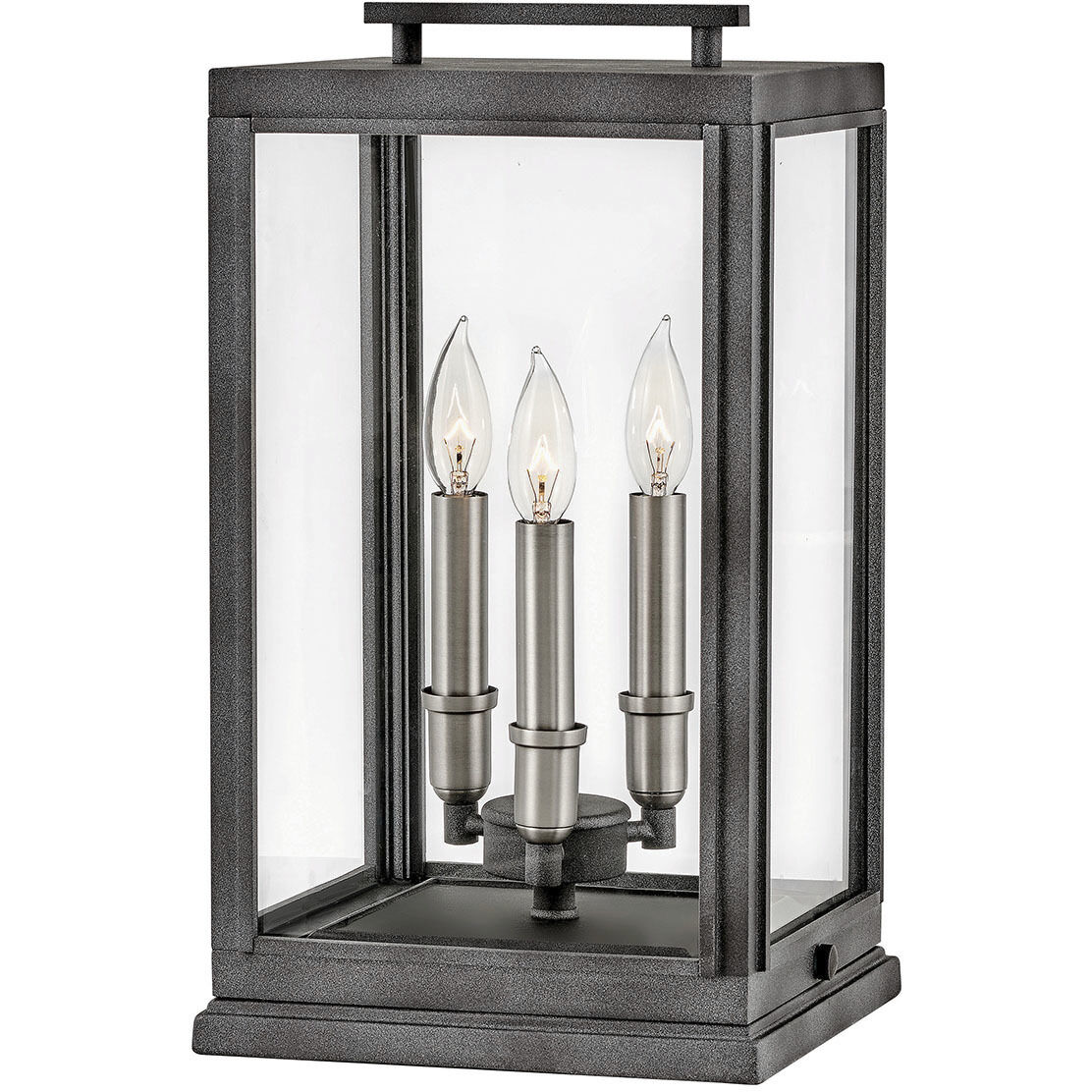 Sutcliffe LED 18 inch Aged Zinc with Antique Nickel Outdoor Pier Mount Lantern, Low Voltage