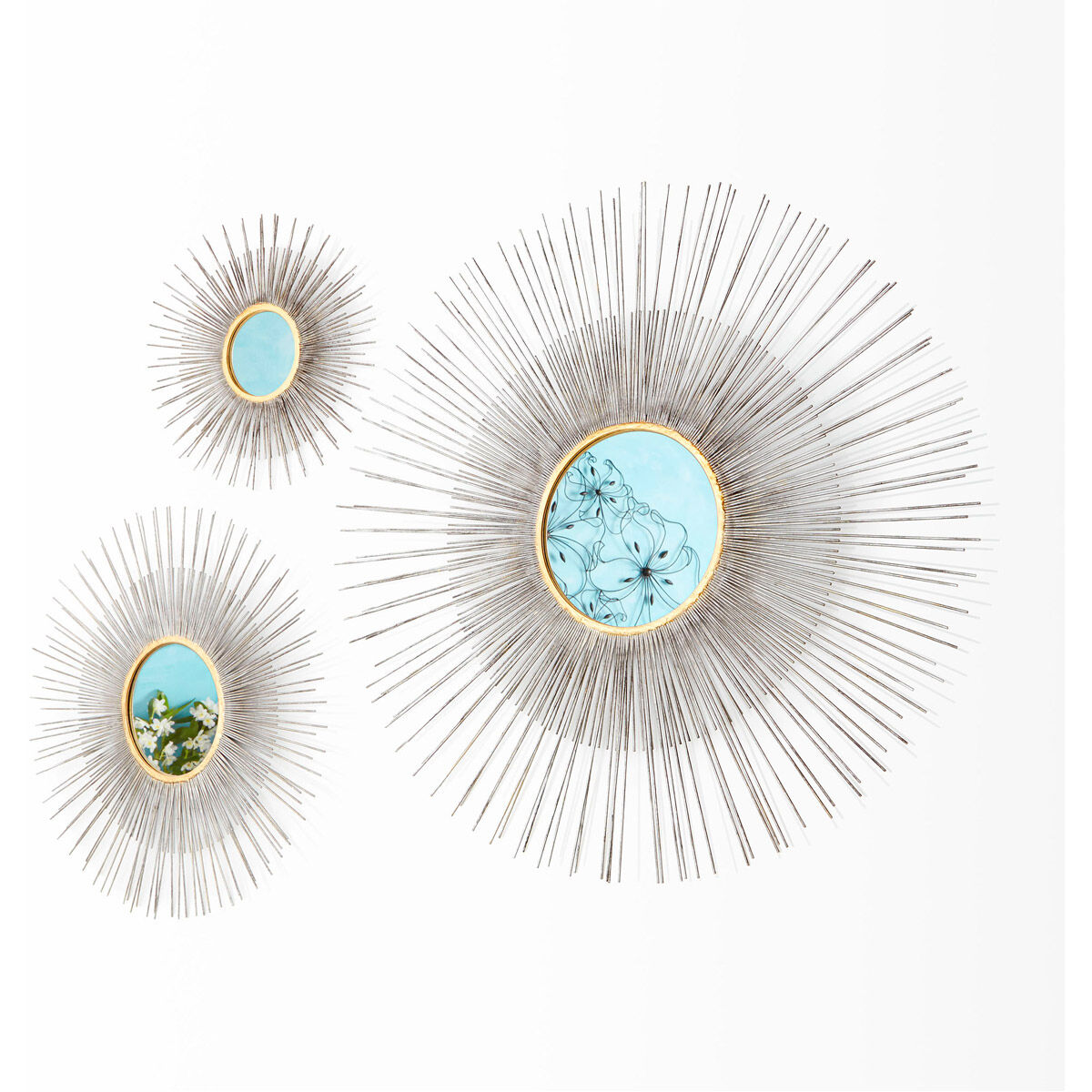 Pixley 18 inch Antiqued Silver Leaf Wall Mirror, Small