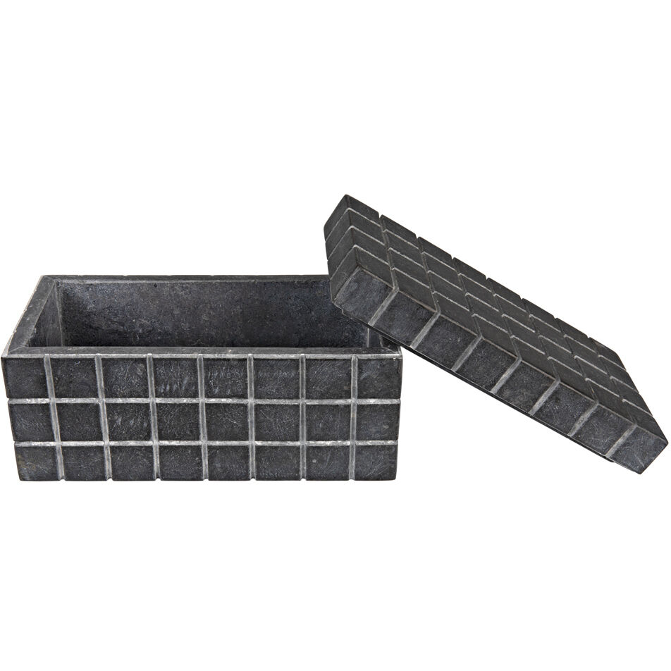 Berlin 9 X 4.5 inch Black Marble Box, Set of 2