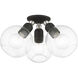Downtown 3 Light 16 inch Black with Brushed Nickel Accents Semi-Flush Ceiling Light, Sphere