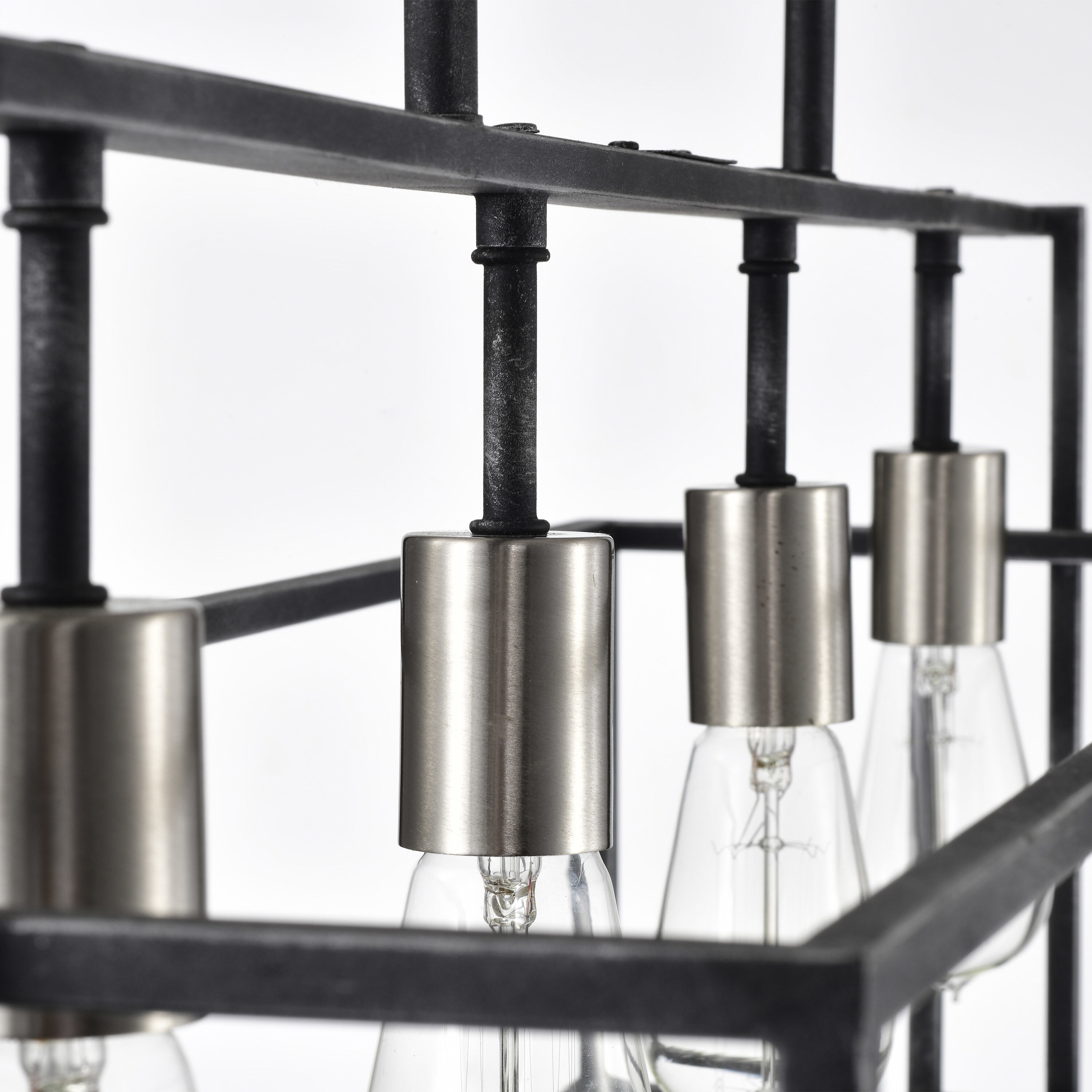 Lake 4 Light 36 inch Iron Black and Brushed Nickel Accents Island Pendant Ceiling Light