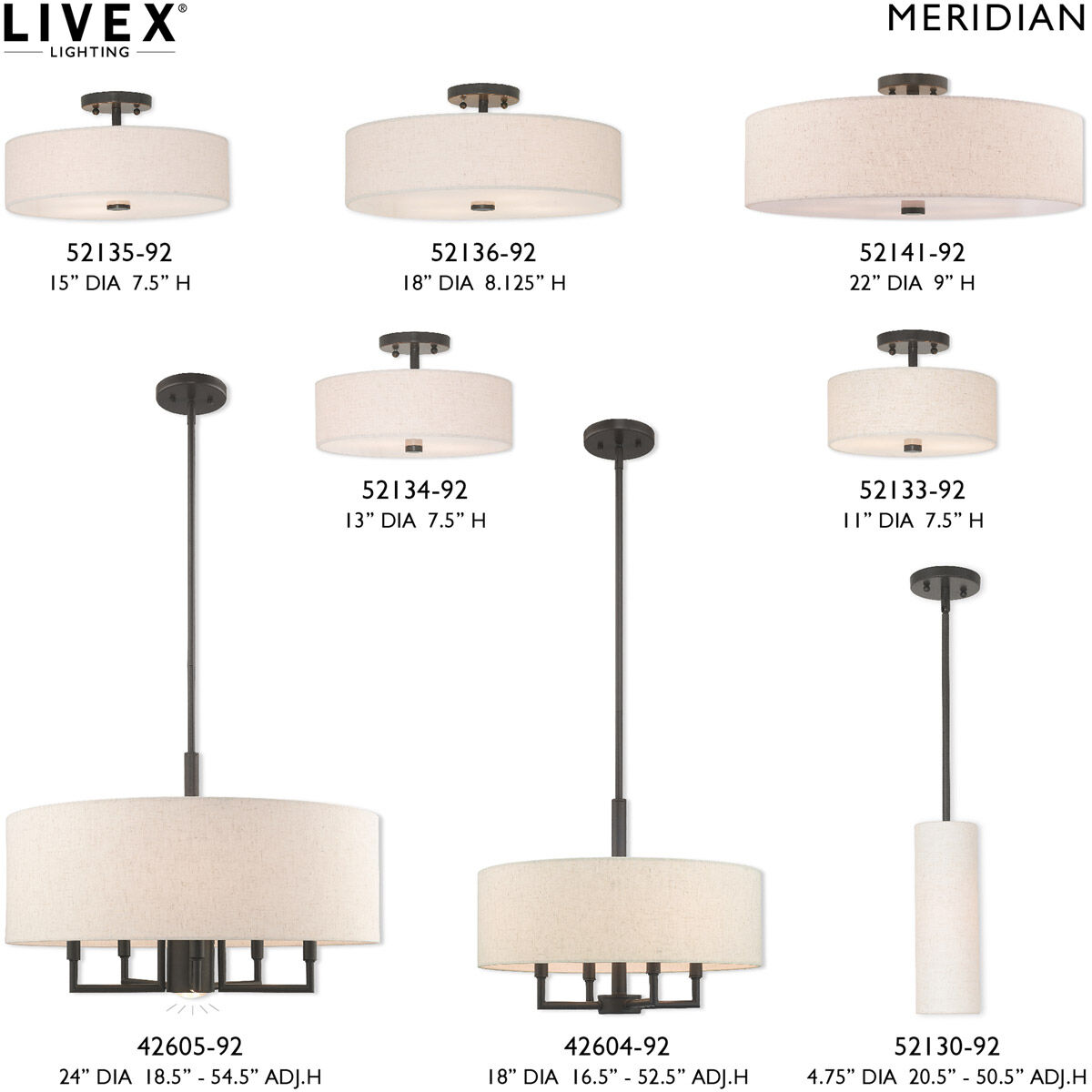 Meridian 5 Light 22 inch English Bronze Semi-Flush Mount Ceiling Light