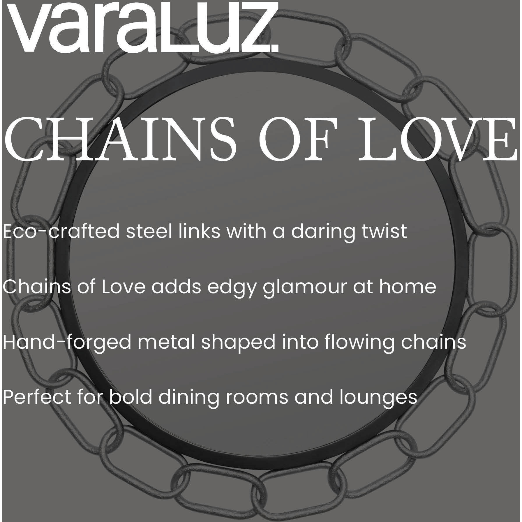 Chains of Love 40 X 24 inch Matte Black and Textured Silver Wall Mirror in Matte Black/Textured Silver