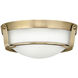Hathaway 2 Light 13 inch Heritage Brass Indoor Flush Mount Ceiling Light in Etched White