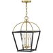 Tate 4 Light 12 inch Black with Lacquered Brass Pendant Ceiling Light