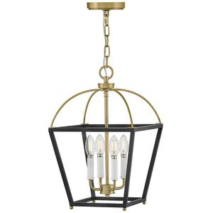 Tate 4 Light 12 inch Black with Lacquered Brass Pendant Ceiling Light