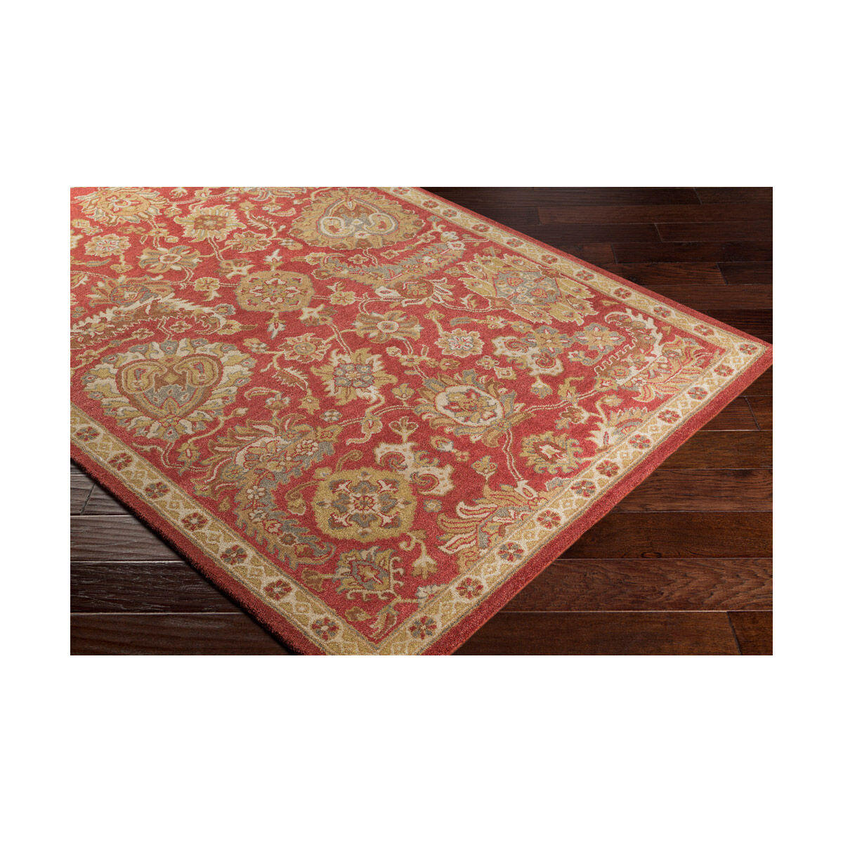 Ancient Treasures 96 inch Red and Brown Area Rug, Wool