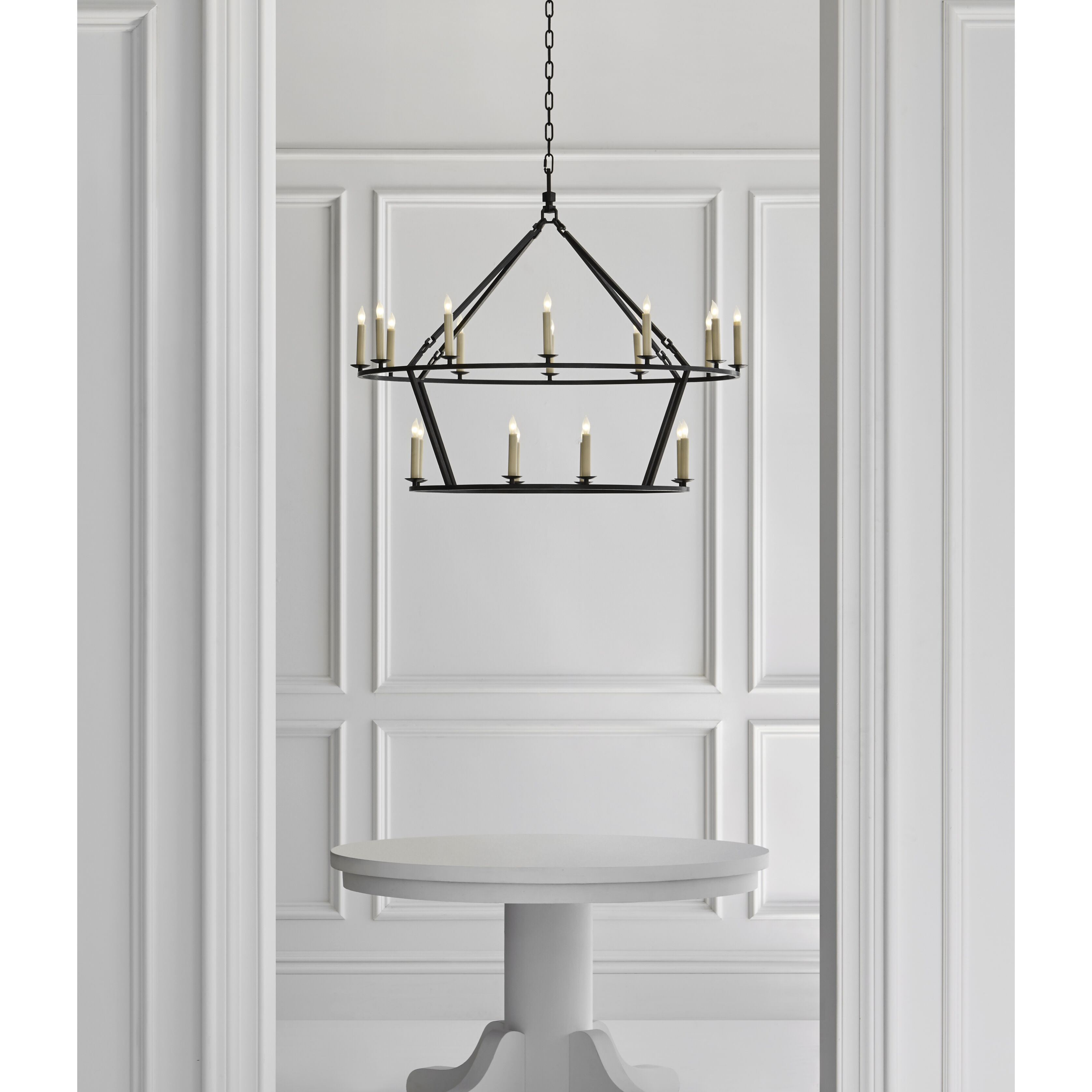 Chapman & Myers Darlana 20 Light 40 inch Aged Iron Two-Tiered Ring Chandelier Ceiling Light, Large