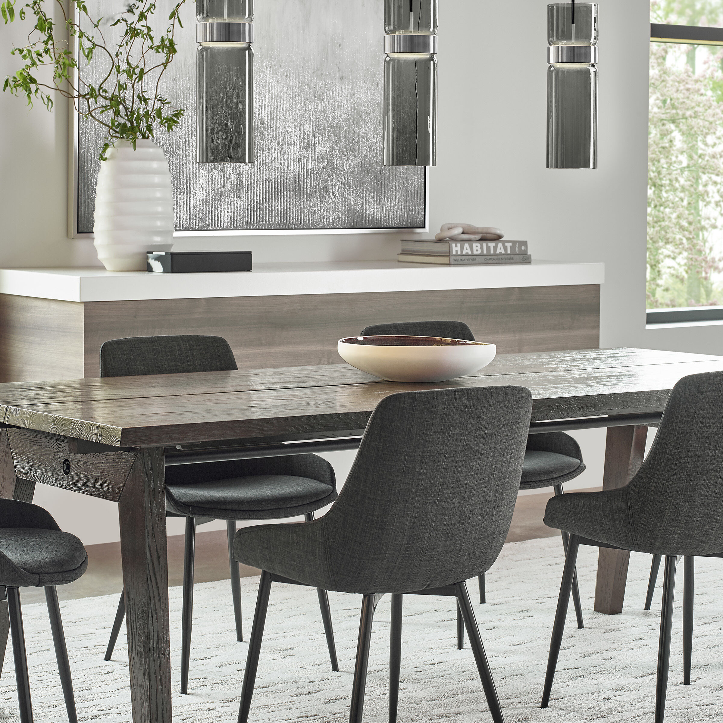 Sean Lavin Manette Grande LED 5 inch Satin Nickel/Satin Nickel Pendant Ceiling Light in Transparent Smoke and Transparent Smoke, Integrated LED