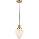 Franklin Restoration Bullet 1 Light 7 inch Satin Gold Mini Pendant Ceiling Light in Incandescent, Matte White