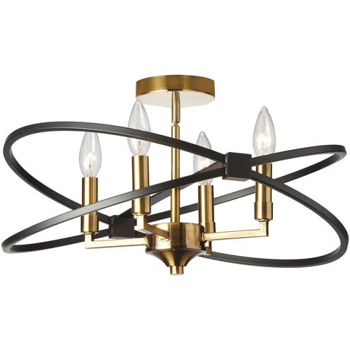 Paloma 4 Light 18 inch Vintage Bronze with Matte Black Semi-Flush Mount Ceiling Light in Vintage Brass and Matte Black