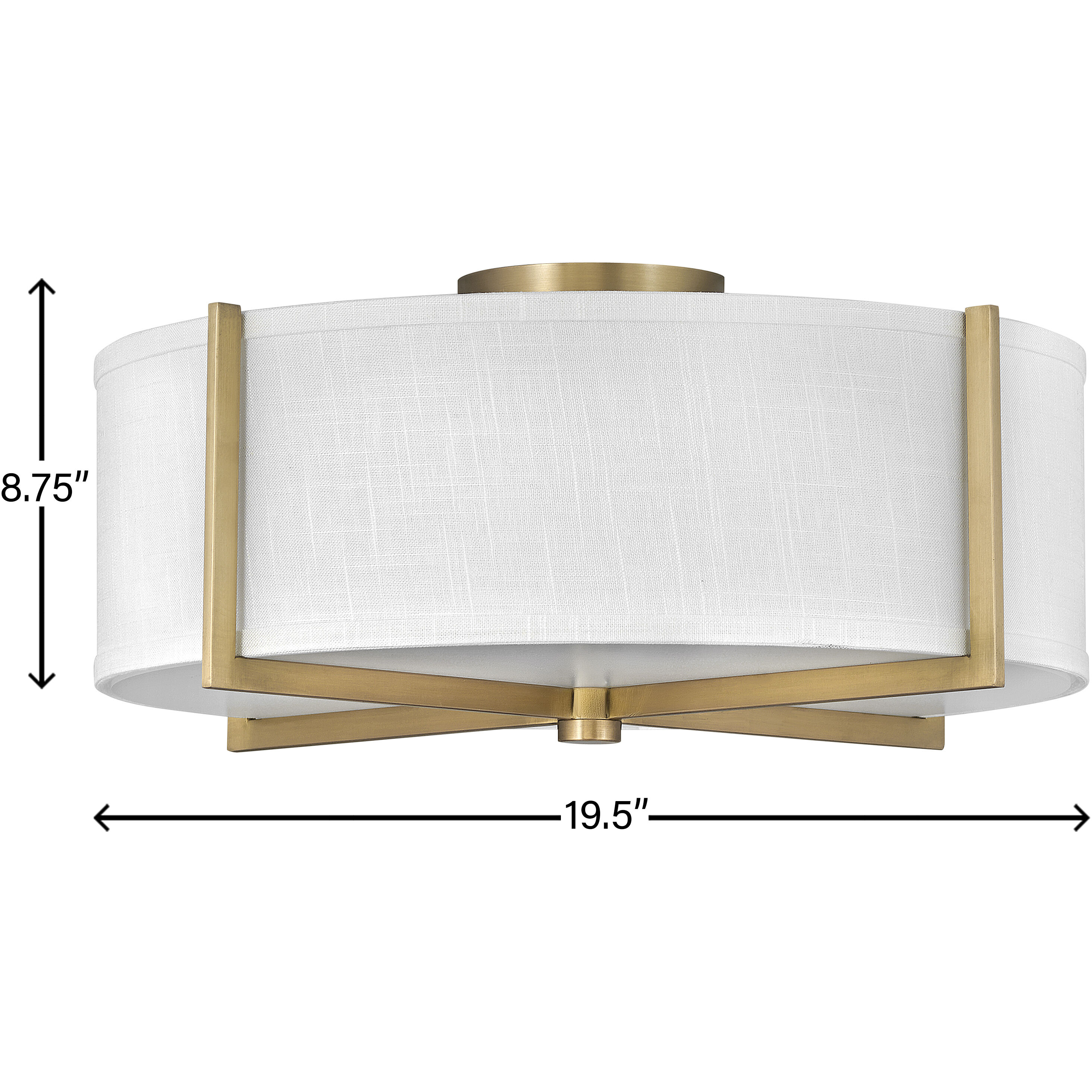 Galerie Axis 3 Light 19.5 inch Heritage Brass Indoor Semi-Flush Mount Ceiling Light