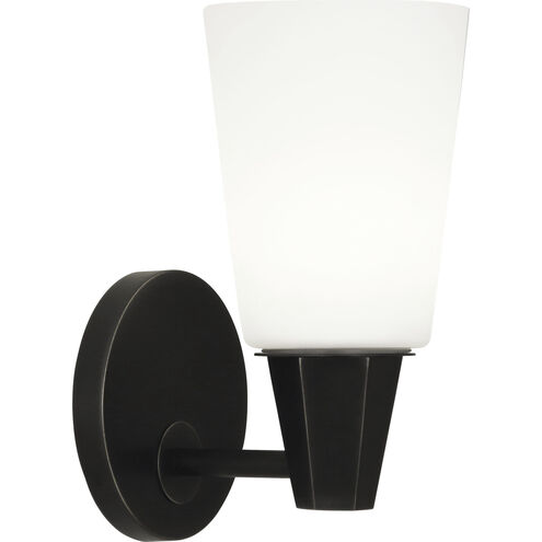 Wheatley 1 Light 5 inch Deep Patina Bronze Wall Sconce Wall Light in Cased White Glass