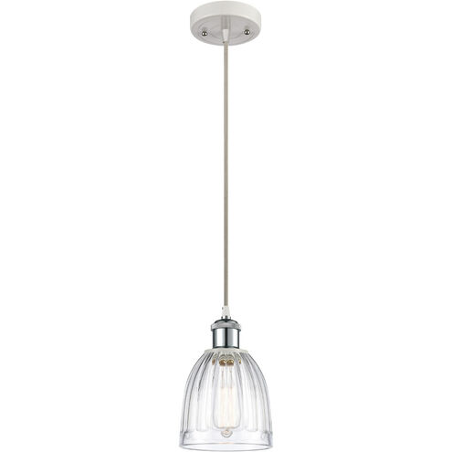 Ballston Brookfield 1 Light 6 inch White and Polished Chrome Mini Pendant Ceiling Light in Clear Glass, Ballston