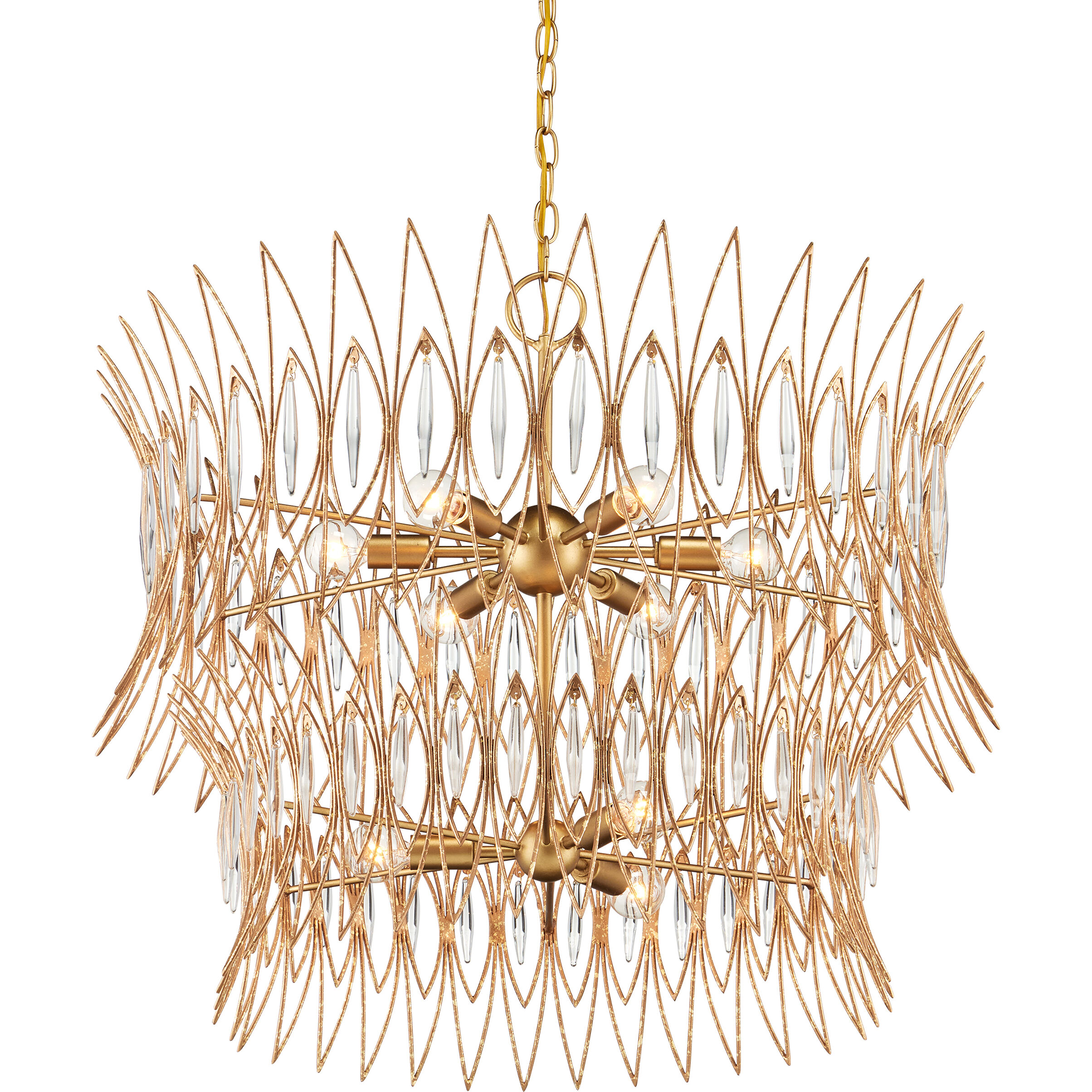 Marquise 9 Light 30 inch Clear/Luxor Gold Chandelier Ceiling Light, Medium