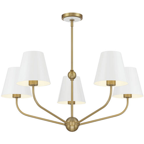 Xavier 5 Light 28 inch Vibrant Gold and White Chandelier Ceiling Light