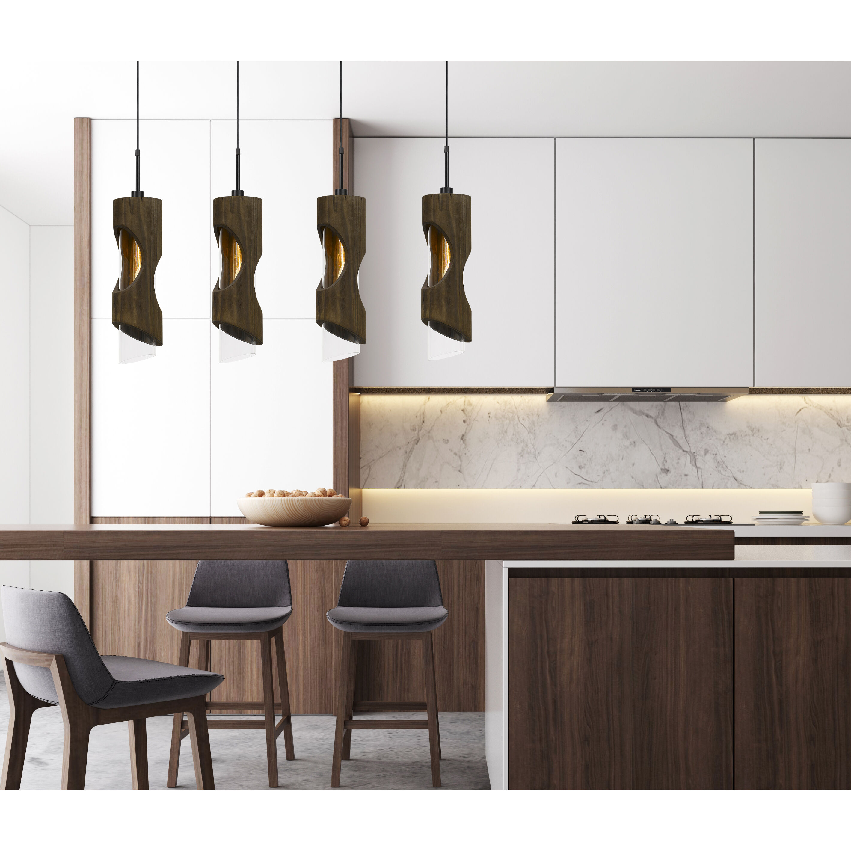 Zamora 4 Light 18 inch Smoky Wood Island Pendant Ceiling Light