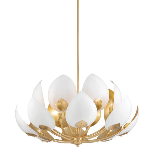 Lotus 16 Light 38.5 inch Gold Leaf / White Chandelier Ceiling Light