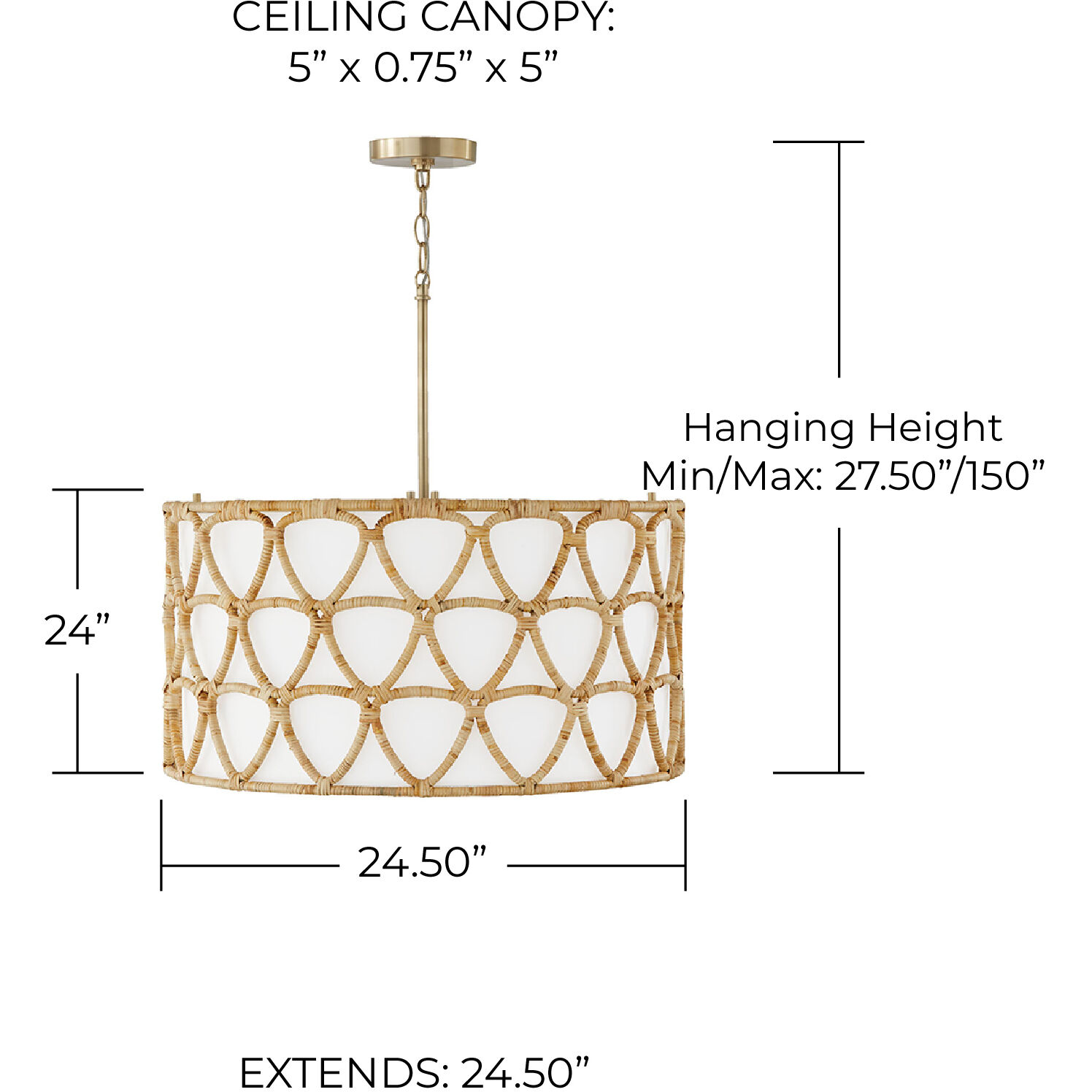 Tulum 4 Light 24.5 inch Matte Brass Pendant Ceiling Light