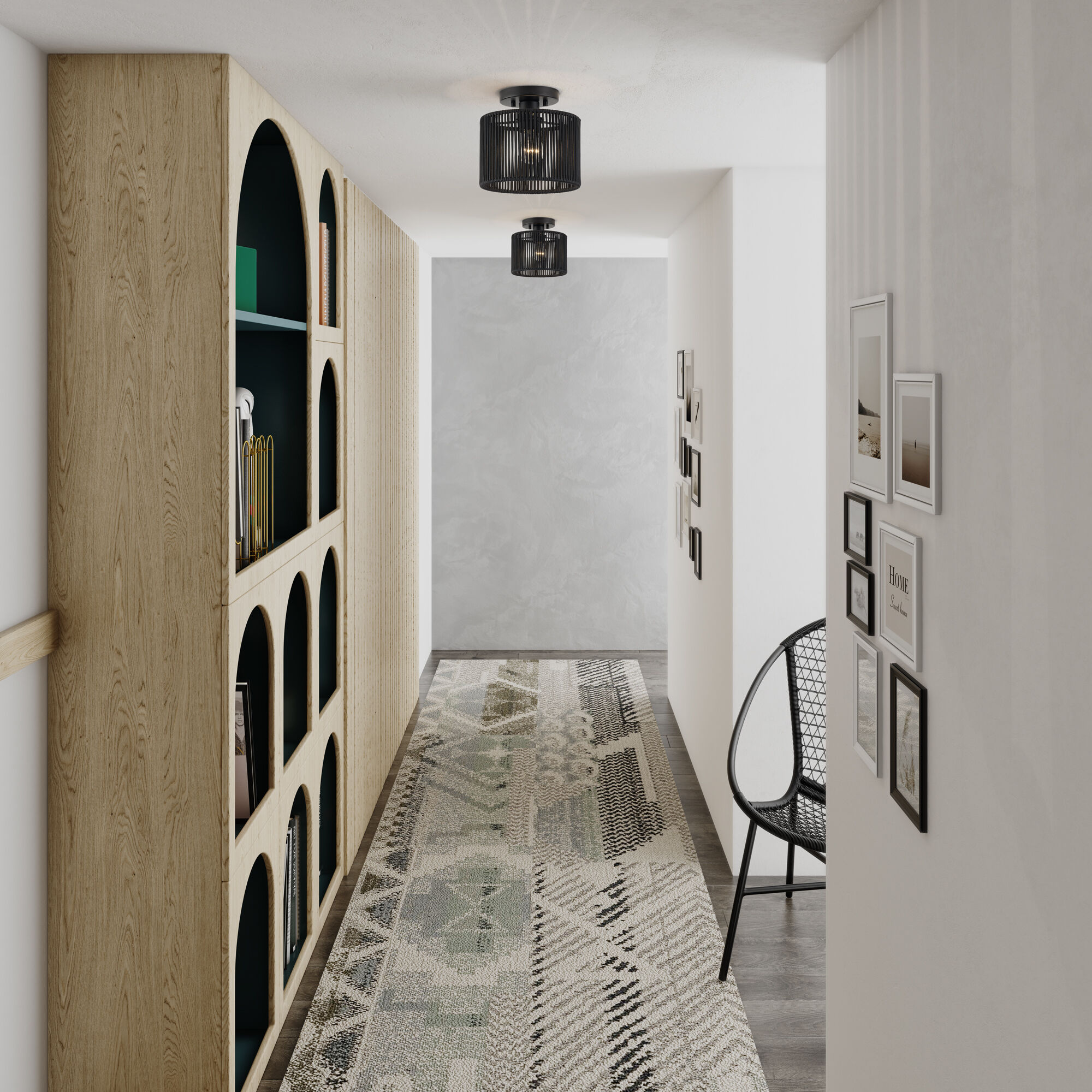 Acordia 1 Light 8.5 inch Black Semi Flush Mount Ceiling Light, Small