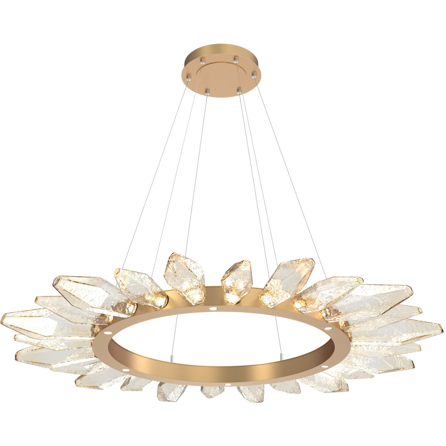 Rock Crystal LED Novel Brass Chandelier Ceiling Light, Radial Ring