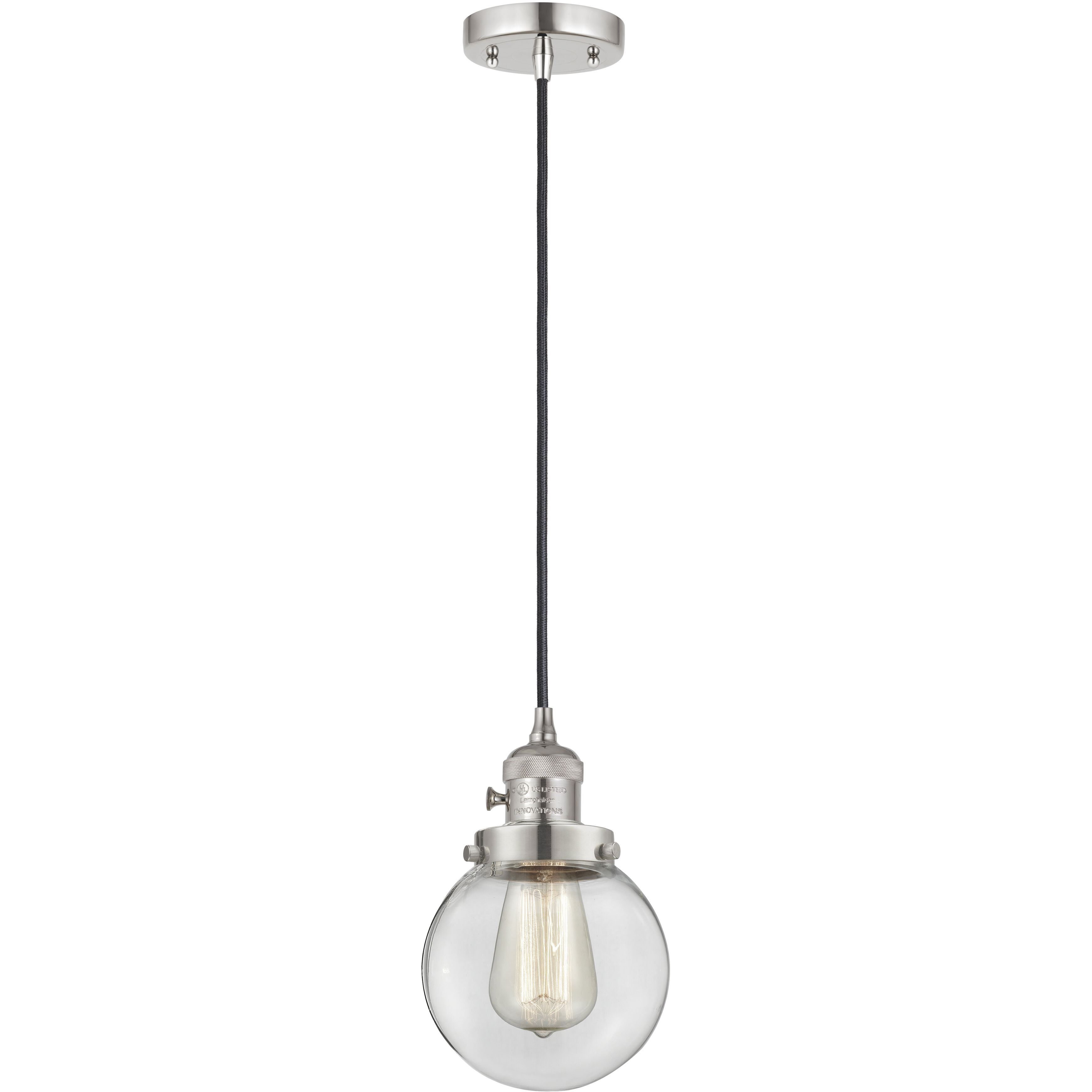 Franklin Restoration Beacon 1 Light 6 inch Polished Nickel Mini Pendant Ceiling Light in Incandescent, Clear