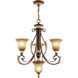 Villa Verona 4 Light 24 inch Verona Bronze with Aged Gold Leaf Accents Chandelier Ceiling Light