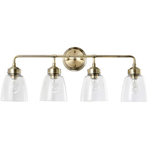 Helena 4 Light 31 inch Antique Brass and Clear Bath Vanity Light Wall Light