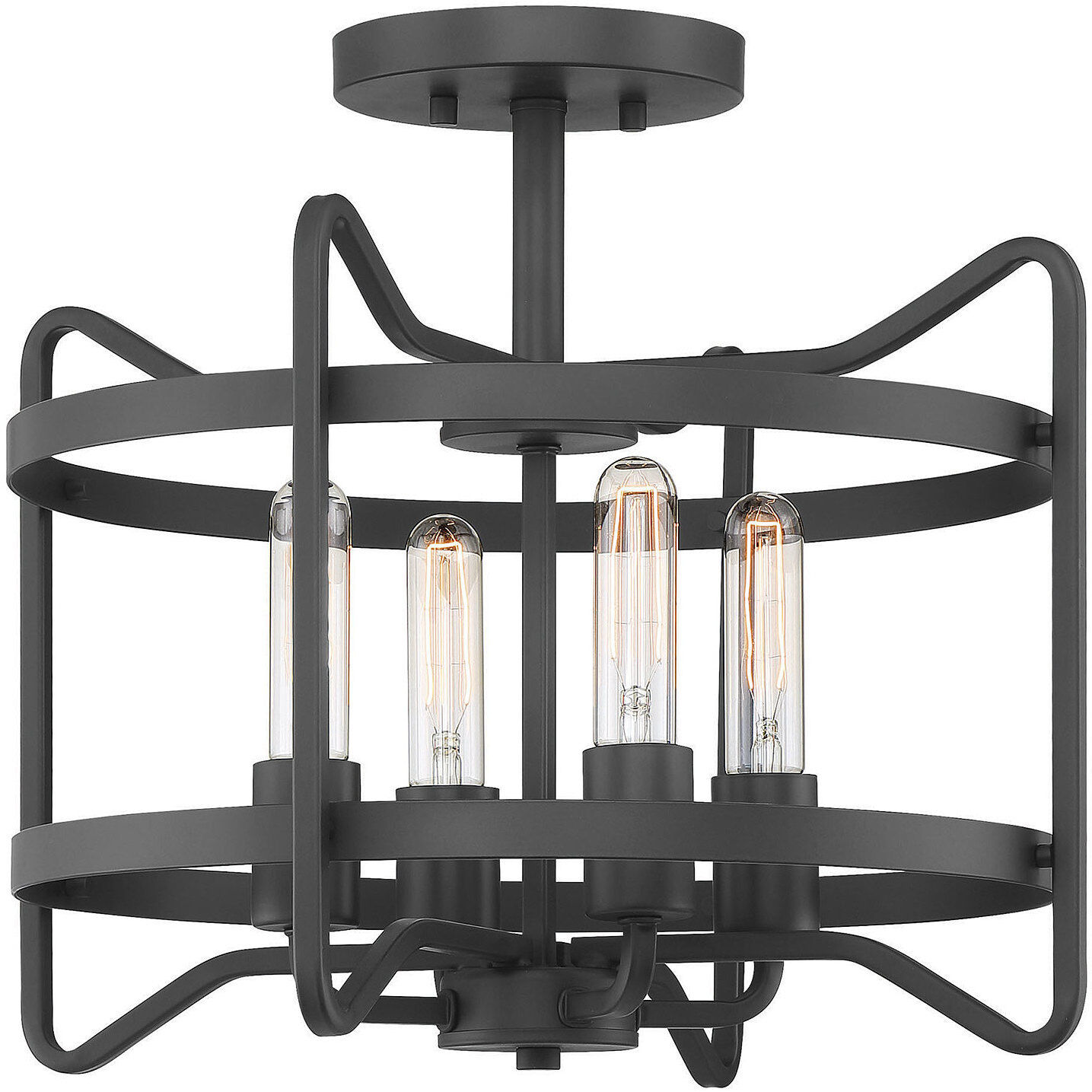 Kent 4 Light 16 inch Matte Black Semi-Flush Ceiling Light, Essentials